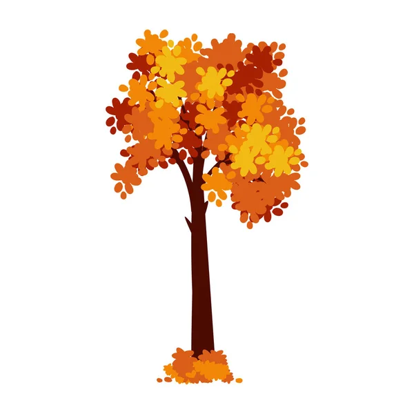 Cartoon Autumn Tree Isolated White Background Vector Element Fall Landscape — Stock Vector