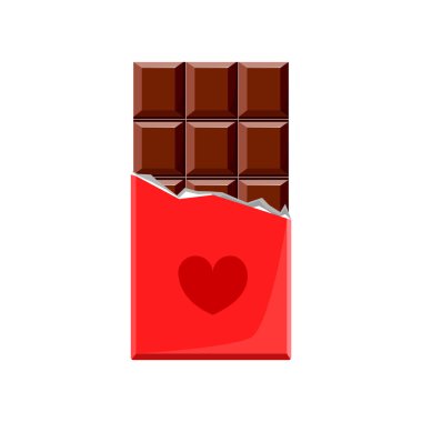 Ambalajda çizgi film çikolatası. Beyaz arkaplanda vektör simgesi vurgulandı.