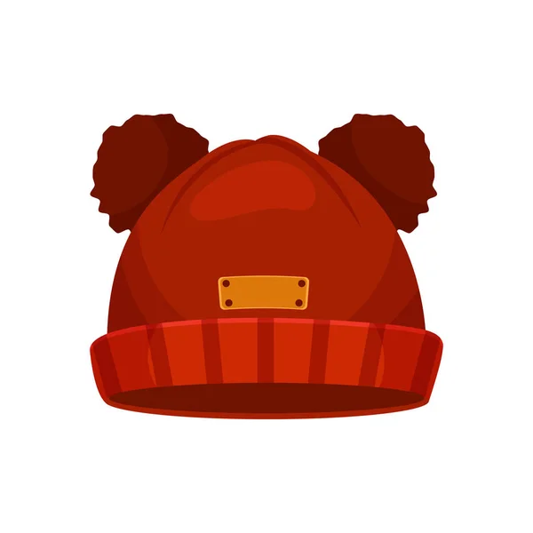 Cartoon Childrens Autumn Winter Hat Red Vector Clipart Autumn Winter — ストックベクタ