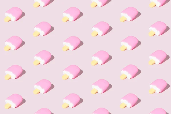 Seamless Pattern Made Pink Ice Cream Sticks Pastel Pink Background — Stock Photo, Image