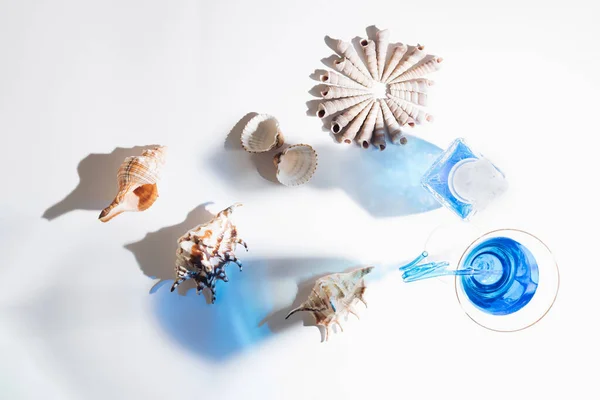 Блакитний Гавайський Коктейль Морськими Мушлями Синій Космополітичний Коктейль Синій Коктейль — стокове фото