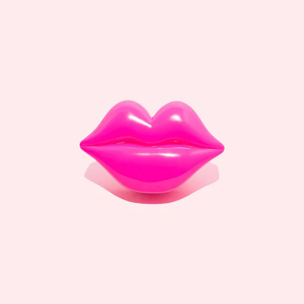 Creative Layout Pink Kiss Lips Isolated White Background Sexy Sensual ロイヤリティフリーのストック写真
