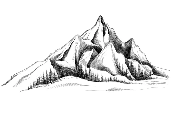 Hermosa Mano Dibujar Paisaje Con Diseño Boceto Montaña — Archivo Imágenes Vectoriales