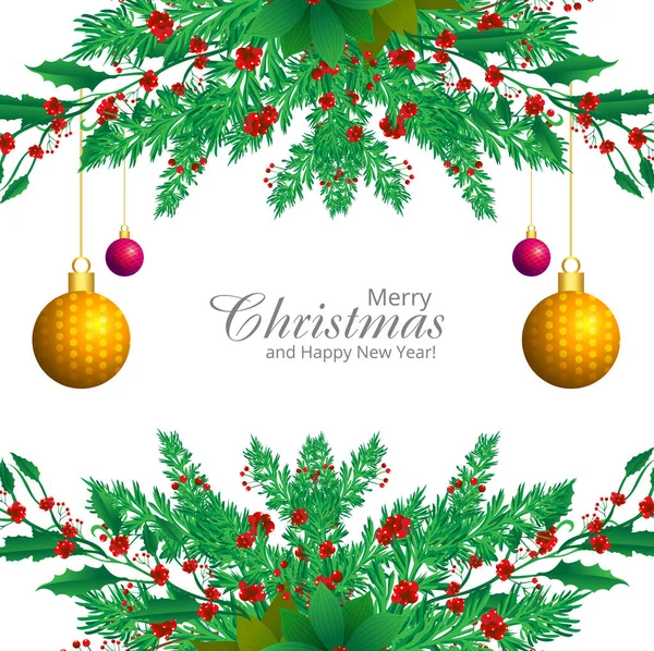 Borda Decorativa Natal Ornamentos Ramos Fundo —  Vetores de Stock