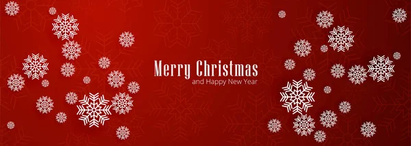 Joyeux Noël Flocons Neige Bannière Fond Rouge — Image vectorielle
