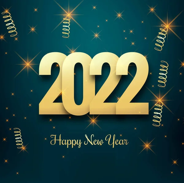 Feliz Año Nuevo 2022 Tarjeta Vacaciones Brillante Fondo — Vector de stock