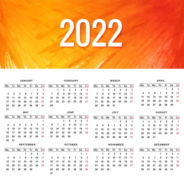 Elegante Diseño Plantilla Calendario Año Nuevo 2022 — Vector de stock