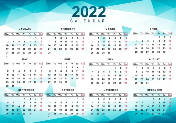 Hermoso Estilo Onda 2022 Diseño Calendario Año Nuevo — Vector de stock