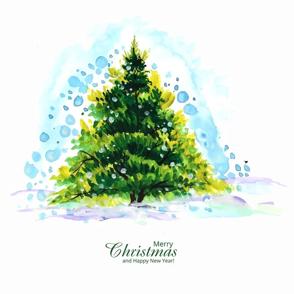 Dibujado Mano Decorativo Navidad Árbol Tarjeta Vacaciones Fondo — Vector de stock