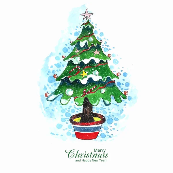 Wesołych Świąt Bożego Narodzenia Drzewo Karta Uroczystości Tło Wakacje — Wektor stockowy