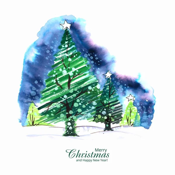 Desenho Mão Artístico Projeto Cartão Árvore Natal — Vetor de Stock