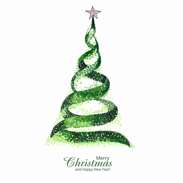 Design Cartão Árvore Linha Natal Artístico —  Vetores de Stock