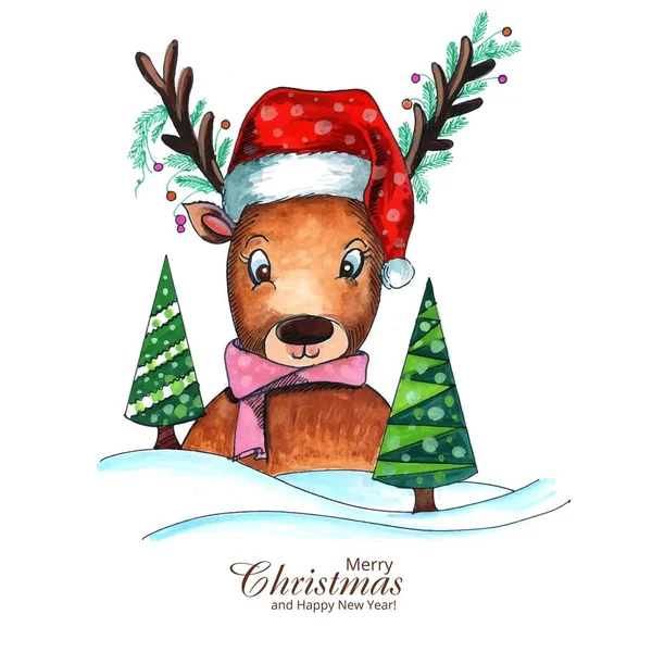 Cute Puppy Christmas Watercolor Card Background — Stock Vector