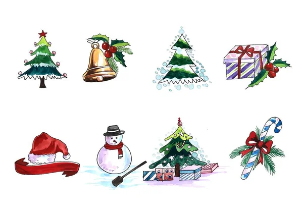 Bello Decorativo Natale Elementi Vacanza Carta Sfondo — Vettoriale Stock