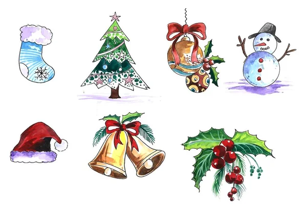 美丽的圣诞装饰元素节日卡片背景 — 图库矢量图片