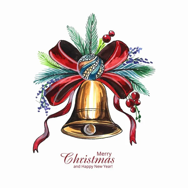 Beautiful Artistic Christmas Decorative Bell Card Design — Stock Vector