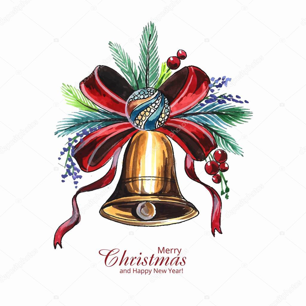 Beautiful artistic christmas decorative bell card design