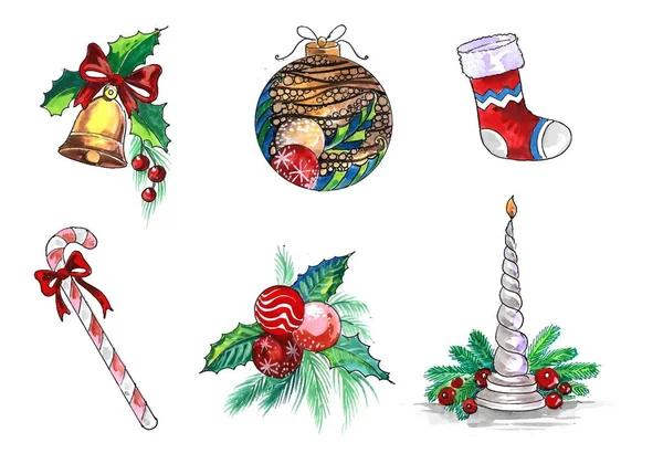 Bello Decorativo Natale Elementi Vacanza Carta Sfondo — Vettoriale Stock