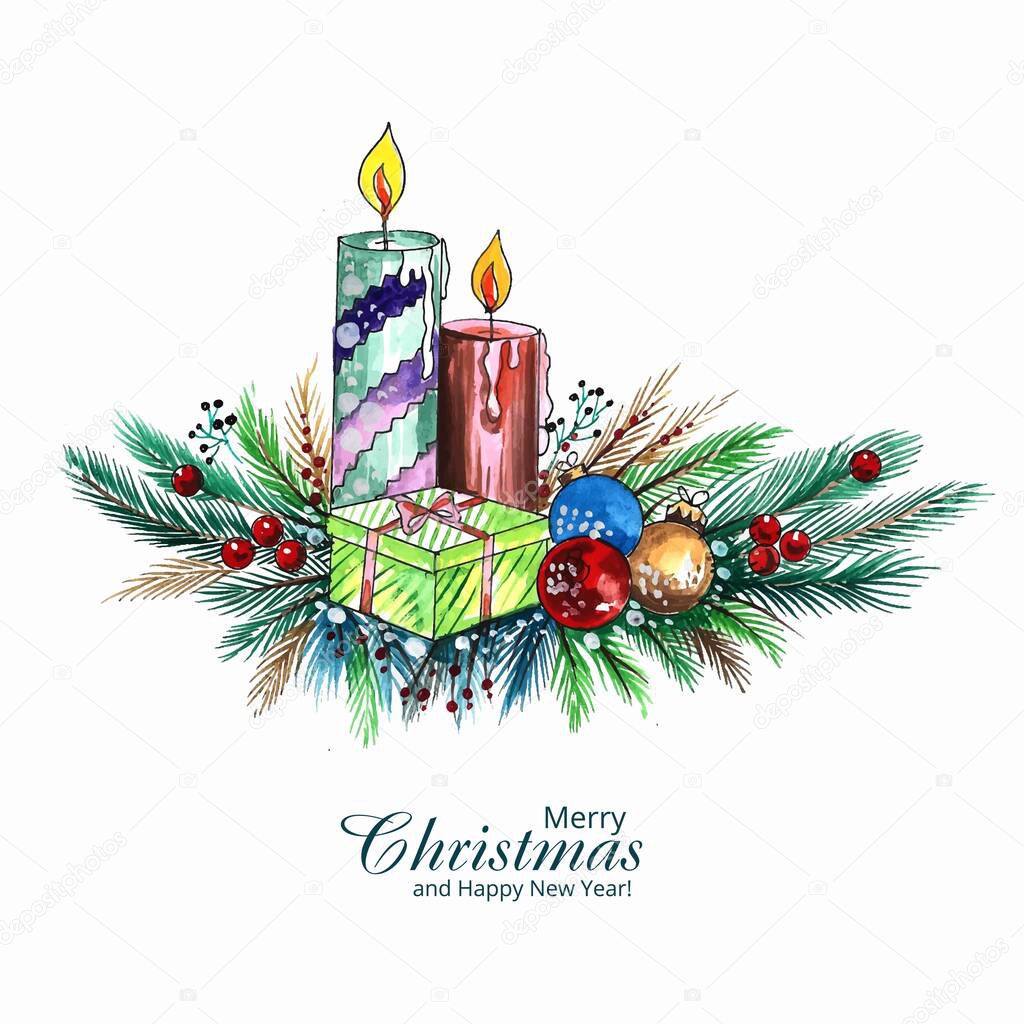 Beautiful celebration christmas candles and holly background