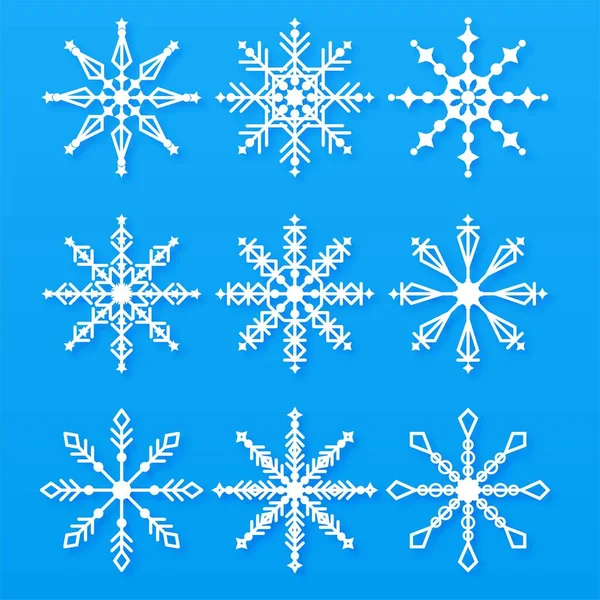 メリークリスマス雪片セット要素ベクトル — ストックベクタ