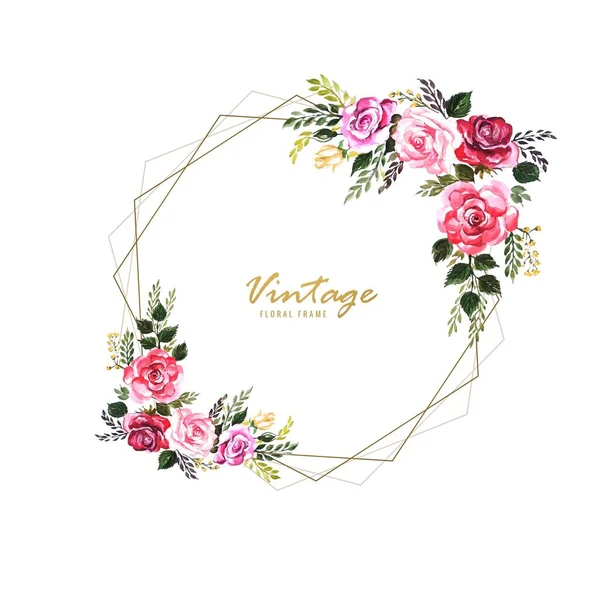 Cadre Floral Décoratif Vintage Avec Design Carte Mariage — Image vectorielle