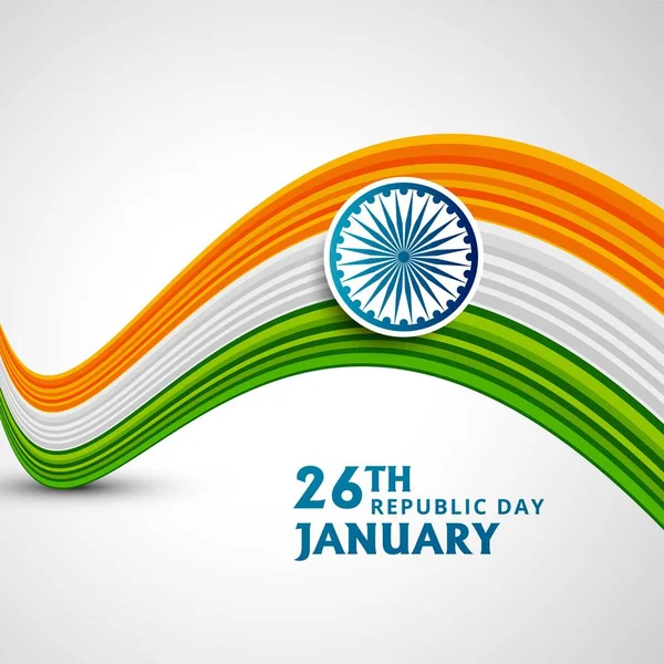Fondo Onda Bandera India Para Vectores Del Día República — Archivo Imágenes Vectoriales