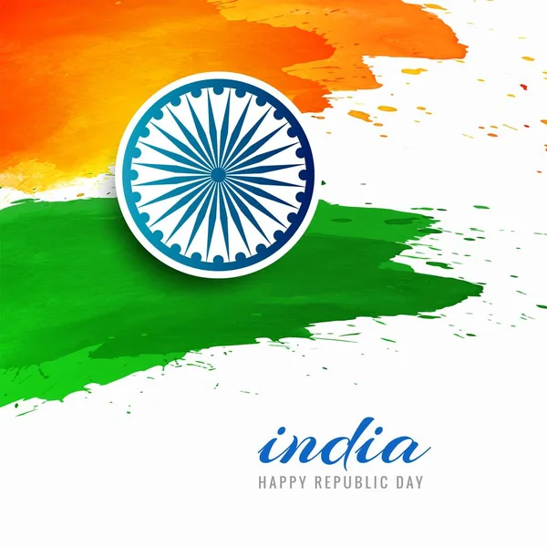 インドの国旗 白地の水彩画 — ストックベクタ