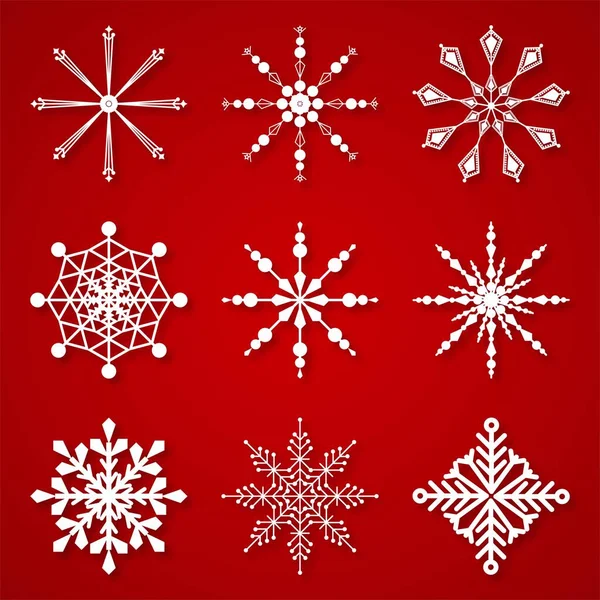 Зимние Снежинки Задают Вектор Дизайна Элементов — стоковый вектор