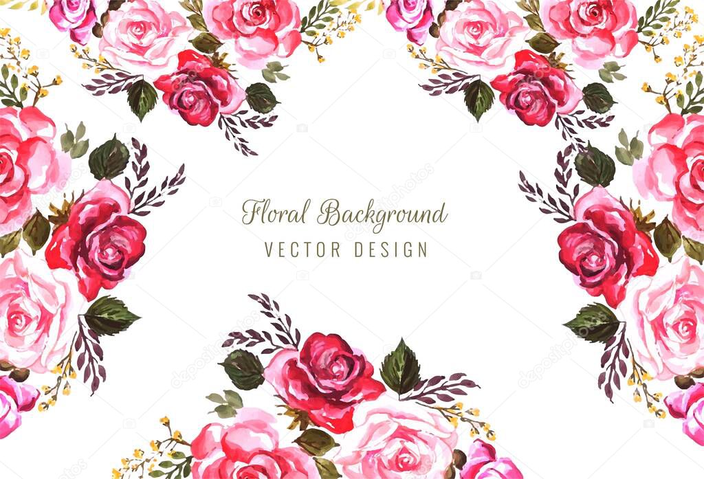 Painted Colorful Watercolor Flower Background