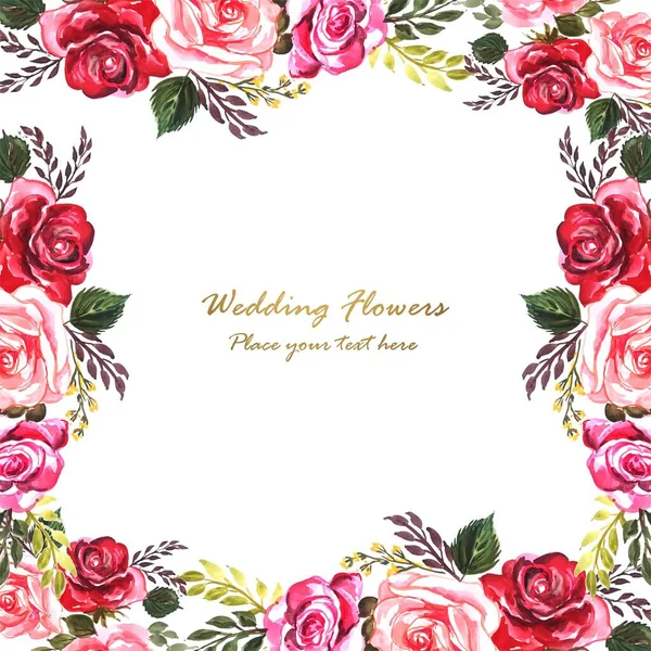 Hochzeitseinladung Aquarell Dekorative Blumen Karte Hintergrund — Stockvektor