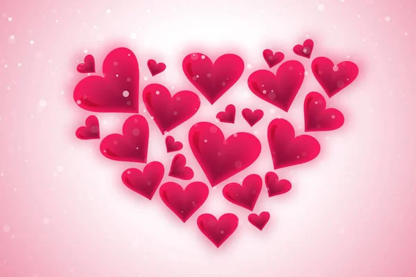 Feliz Dia Dos Namorados Adoráveis Corações Cumprimentando Fundo Cartão — Vetor de Stock