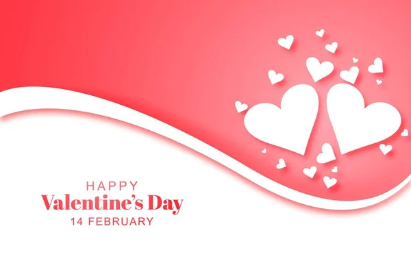 Happy Valentines Day Lovely Hearts Card Wave Background — Stock Vector