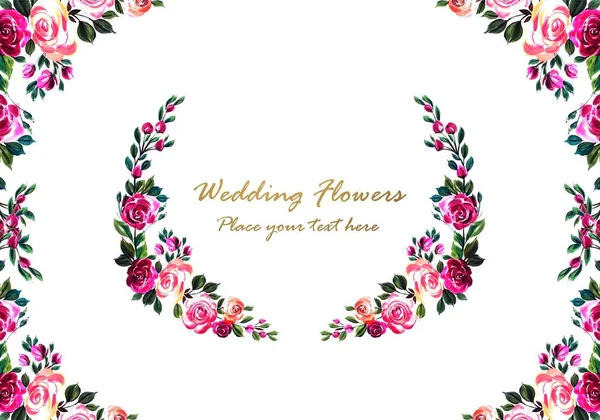 Schöne Bunte Dekorative Hochzeit Blumenrahmen Hintergrund — Stockvektor