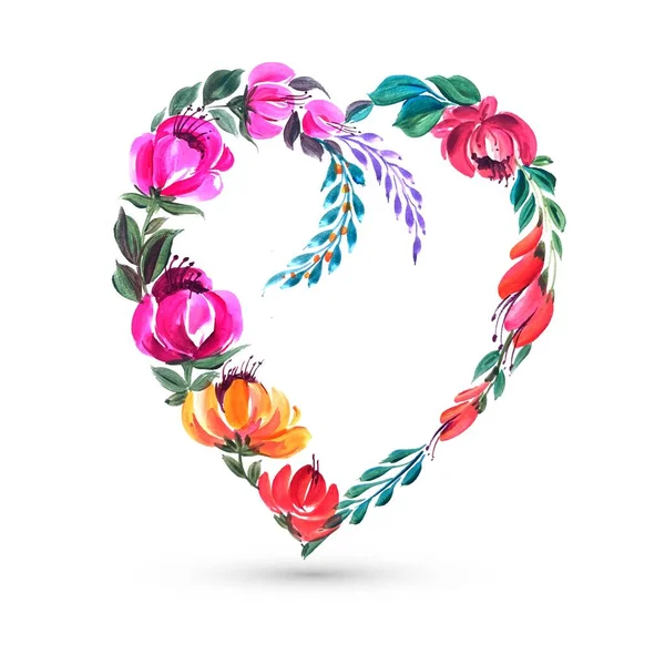 Decorativo Colorido Dia Dos Namorados Flor Coração Forma Cartão Design —  Vetores de Stock