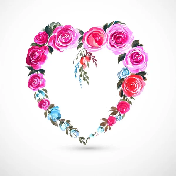 Güzel Dekoratif Çiçek Kalp Kartı Arka Planı — Stok Vektör