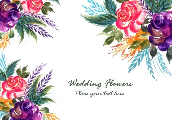 Romantische Hochzeit Schöne Blumen Karte Hintergrund — Stockvektor