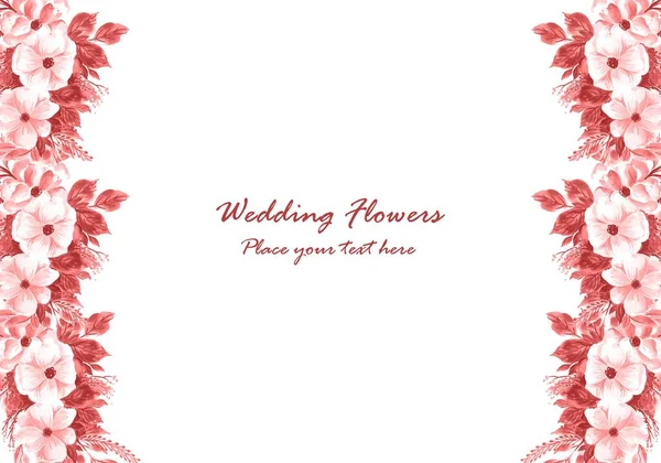 Hochzeit Dekorative Blumen Rahmen Mit Einladungskarte Hintergrund — Stockvektor