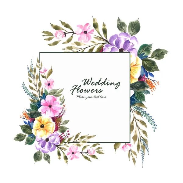 Romantische Hochzeitseinladung Blumen Frame Card Design — Stockvektor