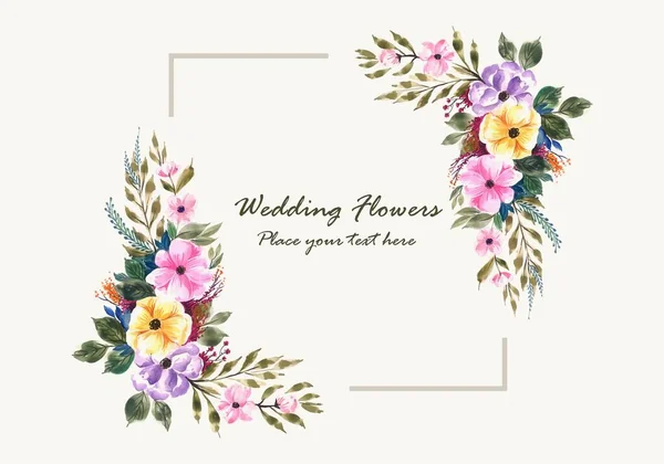 Романтичне Весілля Запрошення Квіти Рамка Картки Дизайн — стоковий вектор