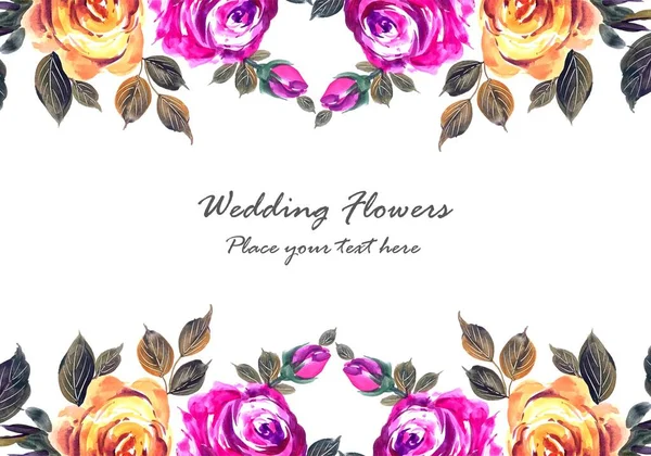 Romantic Wedding Beautiful Flowers Card Template — Stock Vector