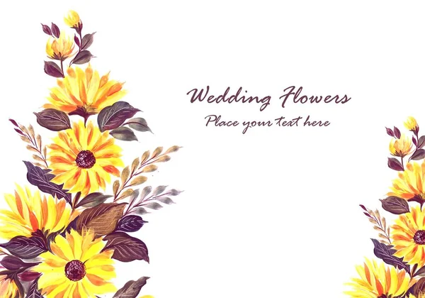 Hochzeitstag Dekorative Florale Rahmen Für Grußkarte — Stockvektor