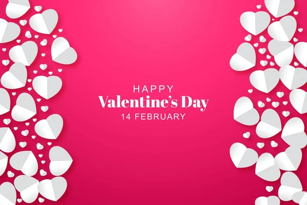 Papírové Srdce Valentines Den Karty Pozadí — Stockový vektor
