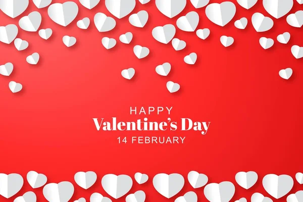 Papírové Srdce Valentines Den Karty Pozadí — Stockový vektor