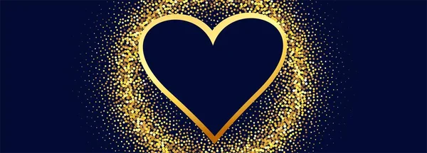 Beautful Fondo Banner Corazón Oro — Vector de stock