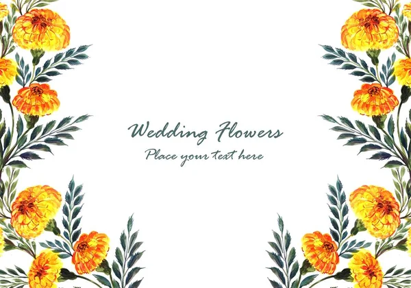 Hochzeitseinladung Aquarell Dekorative Blumen Karte Vorlage — Stockvektor