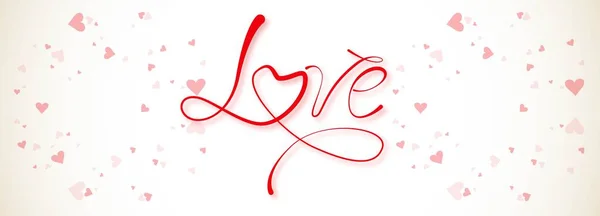 Love Text Heart Banner Design — Stock Vector