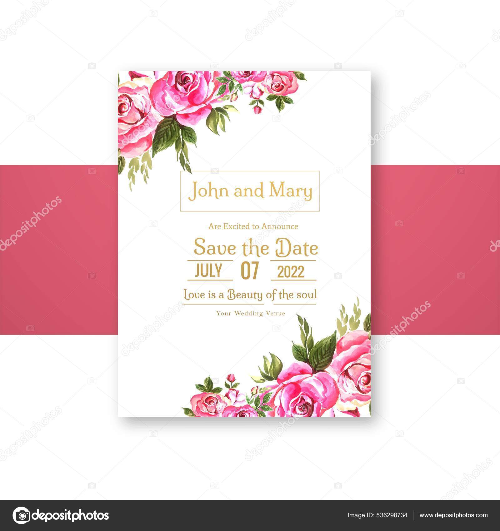 Plantilla Tarjeta Invitación Boda Con Flores Decorativas vector, gráfico  vectorial © Harryarts imagen #536298734