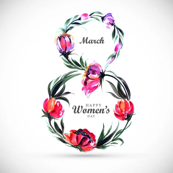 Hermoso Fondo Tarjeta Del Día Las Mujeres Con Flores Marco — Vector de stock