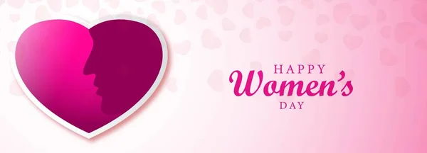 Χαρούμενη Ημέρα Της Γυναίκας Banner Κάρτα Εορτασμού Καρδιά — Διανυσματικό Αρχείο