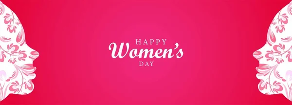 Happy Women Day Frauen Gesicht Grußkarte Banner Design — Stockvektor